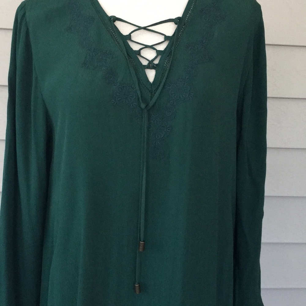 Winter green color dress - Picture 3 of 8